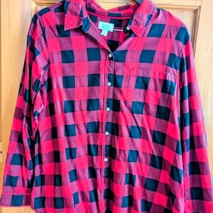 Croft & Barrow Red and Black Plaid Blouse